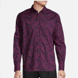 💜🖤 Robert Graham Purple Paisley & Black Men’s Button-Down✨👔